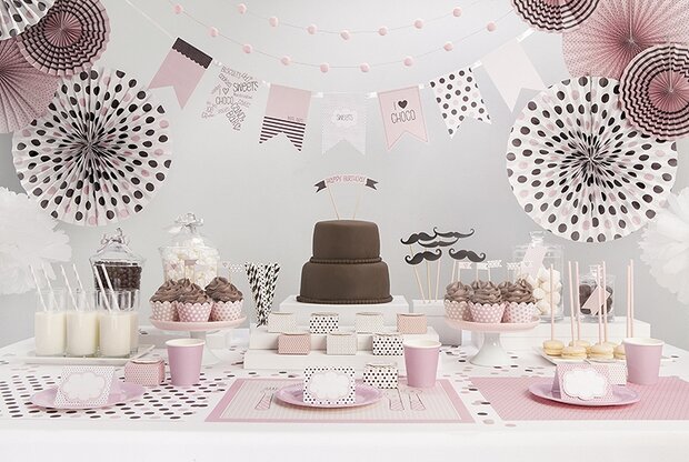 Roze Polkadot 'Happy Birthday' Taartprikker