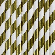 Goud Metallic Strepen Papieren Drink Rietjes 10st