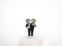 Cartoon Bruidspaar Homo-seksueel Koppel Taart Topper 11cm