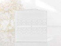 Wit met Parel Ornament en Zirkoon Decoratie Gastenboek