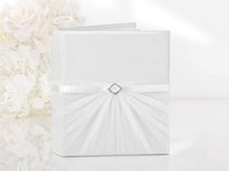 Wit Gebonden in Wit Lint met Zilveren Decoratie Gastenboek
