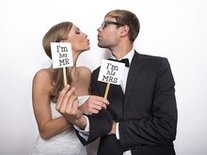 'I'm her MR' & 'I'm his MRS' kaarten op Stok Foto Props 9x9cm 2st