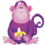 Vrolijke Aap met Banaan SuperVorm Folie Ballon 70cm