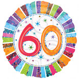 Gekleurd '60' Folie Ballon 45cm