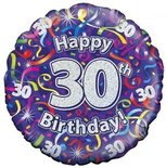 'Happy 30th Birthday' Holografisch Folie Ballon 45cm