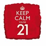 Rood 'Keep Calm, You're 21' Vierkant Folie Ballon 45cm