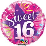 Roze 'Sweet 16' Schijnende Ster Folie Ballon 45cm
