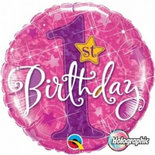 Roze '1st Birthday' Folie Ballon 45cm