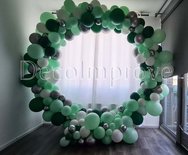Wit, Zilver en Groentinten Organic Cirkel Ballonnenboog