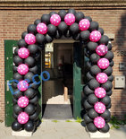Ballonnenboog Zwart en Roze Polkadots Enkeldeurs