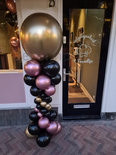 Ballonnenpilaar Deluxe Chroom Goud, Chroom Roze en Zwart