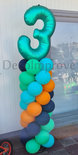 Ballonnenpilaar Standaard 3e Verjaardag Gekleurd 220cm Clusters van 4