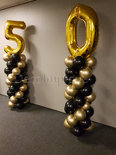 Ballonnenpilaar Standaard Chroom Goud Zwart met Goud Cijfer set van 2