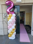 Ballonnenpilaar Standaard 2e Verjaardag Roze Goud 220cm Clusters van 4
