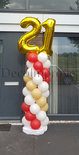 Ballonnenpilaar Standaard 21e Verjaardag Rood Goud 220cm Clusters van 4