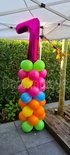 Ballonnenpilaar '7 jaar' Ibizakleuren Bloemenpartoon
