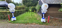 Ballonnenpilaar Luxe Koninklijk Blauw en Wit met Persoonlijke Opdruk