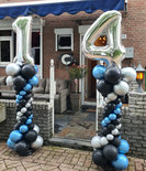 Ballonnenpilaar Deluxe '14' Zwart, Chroom Zilver, Chroom Blauw Set van 2