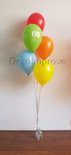 Trosje met 4 blanco en 1 bedrukte Heliumballonnen en Folie Ballongewicht