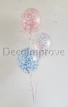 Trosje met 3 Confetti Heliumballonnen boeket en folie ballon gewicht in iedere gewenste kleur