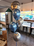 Chroom Zilver en Blauw met Persoonlijke Bedrukking Boeket Helium Ballonnentros