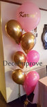 Roze en Chroom Goud met Persoonlijke Tekst Helium Ballonnen Boeket