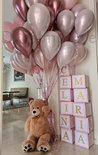 Teddybeer Groot met Helium Tros Ballonnenboeket Soft Pastel