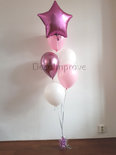 Flamingo Roze met Satijn Roze Ster Ballonnen Boeket