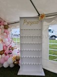 Proseccowall wit met Gouden letters 48 Glazen Verhuur