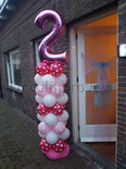 Ballonnenpilaar Standaard 2e Verjaardag Roze Polkadot 220cm Clusters van 4