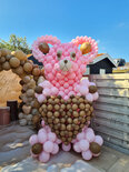 Teddybeer Roze met Hart Ballondecoratie Sculptuur