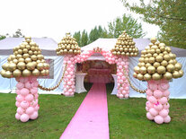 Kasteeltorens Roze Goud met Poort en Slotgrachtkettingen Sculptuur inclusief Klimop en Vlinders Set