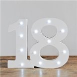 Verlichte Mijlpaal Nummer '18' Lichtbord Wit