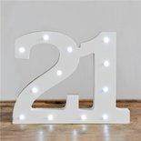 Verlichte Mijlpaal Nummer '21' Lichtbord Wit