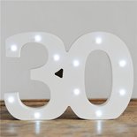 Verlichte Mijlpaal Nummer '30' Lichtbord Wit