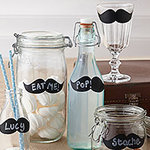 Moustache Krijtbord Sticker Labels 12st