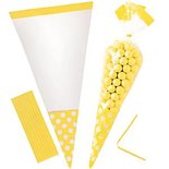 Geel Cellofaan Kegel Snoepzak 10st