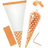 Oranje Cellofaan Kegel Snoepzak 10st