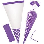 Paars Cellofaan Kegel Snoepzak 10st