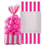 Fel Roze Strepen Cellofaan Snoepzak 10st