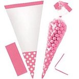 Roze Cellofaan Kegel Snoepzak 10st Roze Cellofaan Kegel Snoepzak 10st