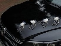 Rotan Bundel met Witte Roos Auto Versiering 4st