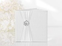 Wit met Zilveren Rozet Decoratie Gastenboek