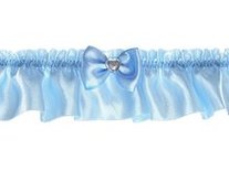 Helder Blauw met Lintje en Zilveren Hart Satijnen Bandelette