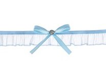 Helder Blauw met Satijnen Strik en Zilveren Steen Chiffon Bandelette