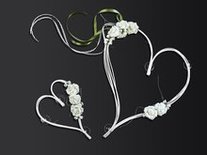 Rotan Harten met Creme Bloemen Auto Versiering 2st
