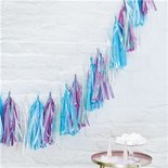 Blauw, Paars en Wit Kwastjes Slinger 3m