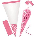 Roze Cellofaan Kegel Snoepzak 10st