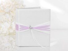 Wit met Roze Lint en Zilveren Vlinder Gastenboek