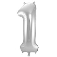 Folat Zilver Cijfer '1' Folie Ballon 86cm